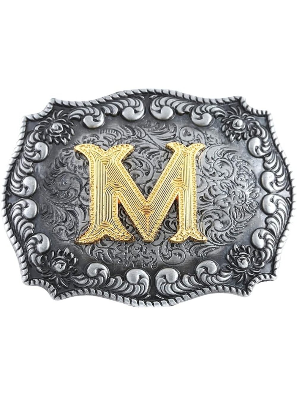 Unisex M Western Cowboy Small Alphabet Initial Belt Buckle